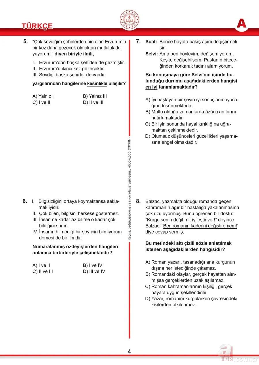 meb.gov.tr: LGS 2021 soruları ve cevapları burada! Sözel ve sayısal LGS soru kitapçığı ve cevap anahtarı tam liste 7