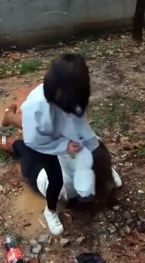 1642066322448.jpg Okul bahçesinde skandal görüntü! Kızın saçlarından tutup çamurda sürükledi - 1