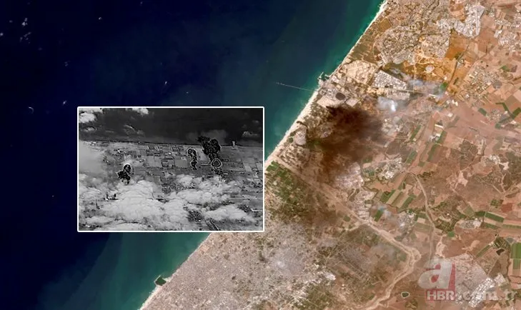 Katil İsrail Gazze’ye yapılan hava saldırısının görüntülerini paylaştı!