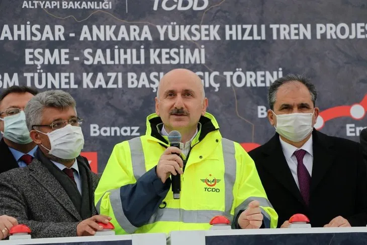 Ulaştırma ve Altyapı Bakanı Adil Karaismailoğlu İzmir-Afyonkarahisar-Ankara YHT tünel kazı başlangıç törenine katıldı