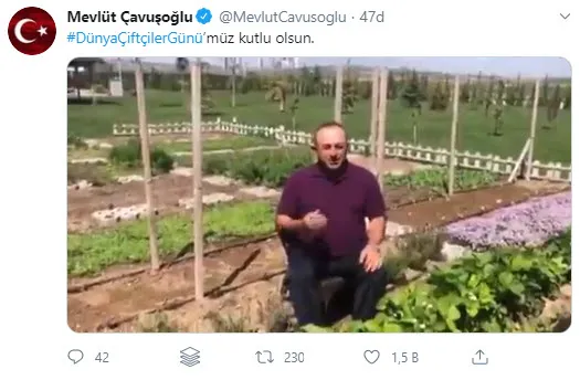 Dışişleri Bakanı Çavuşoğlu’ndan Dünya Çiftçiler Günü mesajı