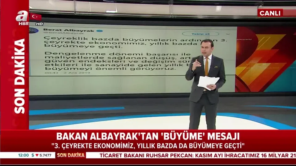 Bakan Berat Albayrak’tan ’büyüme’ mesajı