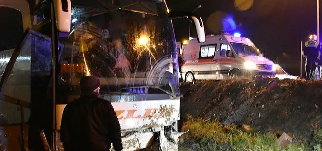 Konya’da yolcu otobüsü şarampole devrildi