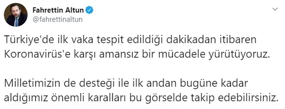 Son dakika: İletişim Başkanı Fahrettin Altun'dan koronavirüsle mücadele açıklaması - 1