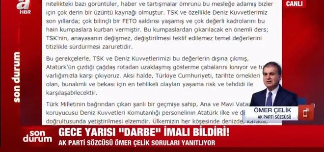 AK Parti Sözcüsü Ömer Çelik: Bu bildiri TSK’ya da saygısızlıktır