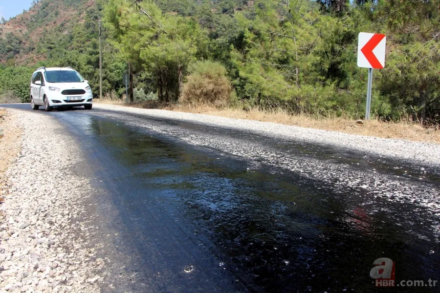 Fethiye'de asfalt eriten sıcaklar hayatı durdurdu 9