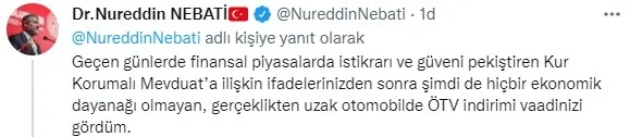 Hazine ve Maliye Bakanı Nureddin Nebati’den Kemal Kılıçdaroğlu’na ÖTV yanıtı