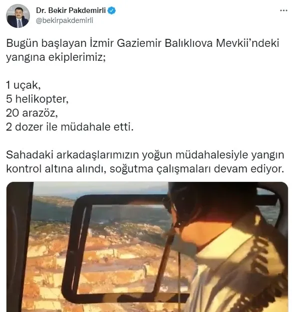 Bakan Pakdemirli duyurdu: İzmir'deki yangın... - 1