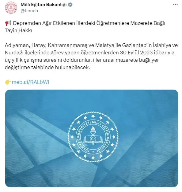 meb-resmen-duyurdu-depremden-etkilenen-illerde-ogretmenler-yer-degistirme-talebinde-bulunabilecek-1693595820446.jpg MEB resmen duyurdu! Depremden etkilenen illerde öğretmenler yer değiştirme talebinde bulunabilecek - 1