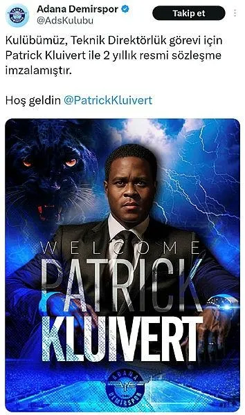 Patrick Kluivert hayırlı olsun! Adana Demirspor 2 yıllık sözleşme imzaladı