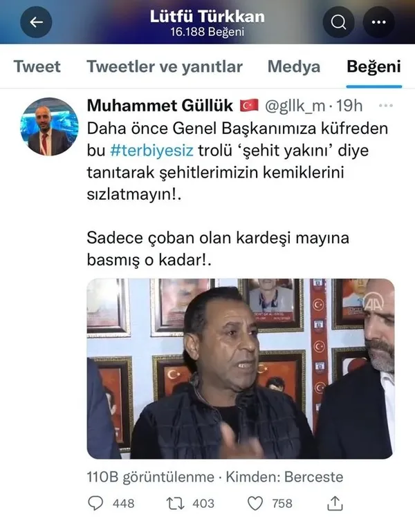 İYİ Partili Lütfü Türkkan skandallarına bir yenisini ekledi! Şehidin şehadetini küçümsedi