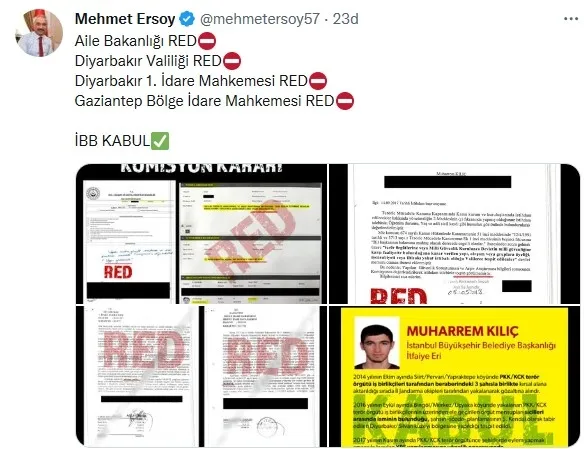 İçişleri Bakan Yardımcısı Mehmet Ersoy İBB personeli Muharrem Kılıç gerçeğini belgeleriyle ortaya koydu