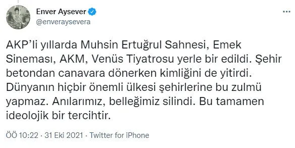 CHP yandaşı Enver Aysever’in AKM hazımsızlığı: Nasıl översiniz?