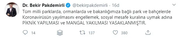 Son dakika: Tarım ve Orman Bakanlığından koronavirüs önlemi! Mangal ve piknik yasaklandı