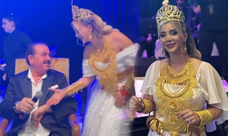 Aleyna Dalveren’in düğününde İbrahim Tatlıses sürprizi! Görüntüler olay oldu! Kilolarca altın...