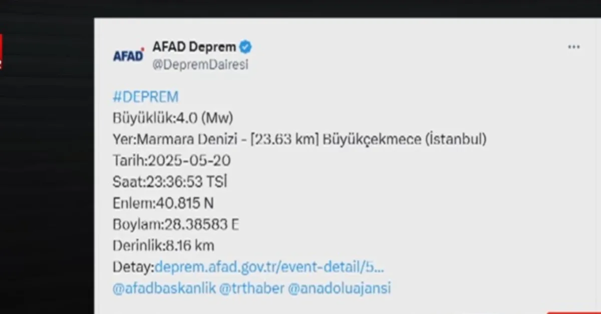 İstanbul'da 4 büyüklüğünde deprem