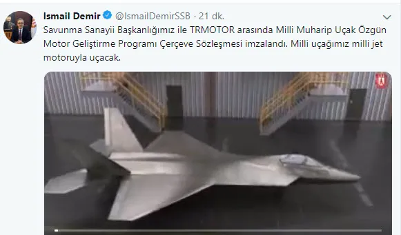 Muharip Uçak için milli jet motoru