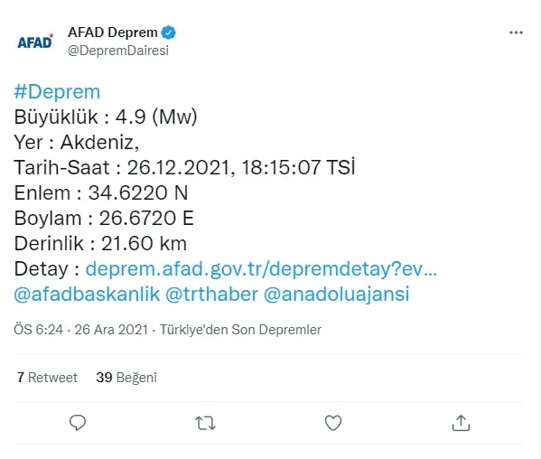 Akdeniz beşik gibi! AFAD ve Kandilli'den peş peşe açıklamalar | Muğla ve çevre ilçelerde hissedildi | SON DEPREMLER 2021 - 2