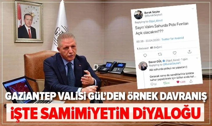 Gaziantep Valisi Davut Gül’den örnek davranış