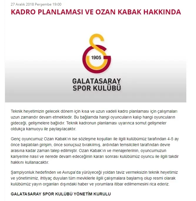 Galatasaray'dan transfer açıklaması: Ozan Kabak... - 1