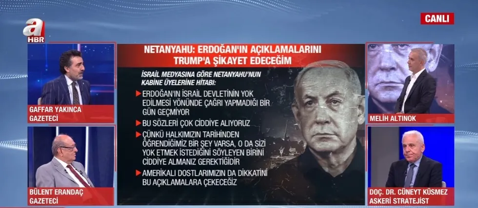 netanyahu-kendi-agziyla-baskan-erdogan-korkusunu-itiraf-etti-batiya-turkiye-dusmanligini-insaa-etme-plani-1782764627841.jpg Gazeteci Gaffar Yakınca, katil Netanyahu'nun Başkan Recep Tayyip Erdoğan'ın yaptığı soykırım açıklamasının ardından ABD Başkanı Donald Trump'a giderek ʺağabeyine ağlayacağıʺ benzetmesinde bulundu. (Foto: A Haber - Ekran Görüntüsü)