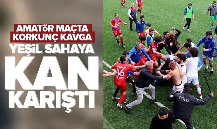 Amatör maçta korkunç kavga