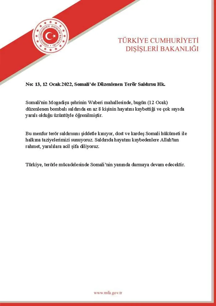 Son dakika: Dışişleri Bakanlığı'ndan Somali açıklaması: Üzüntüyle öğrendik - 1