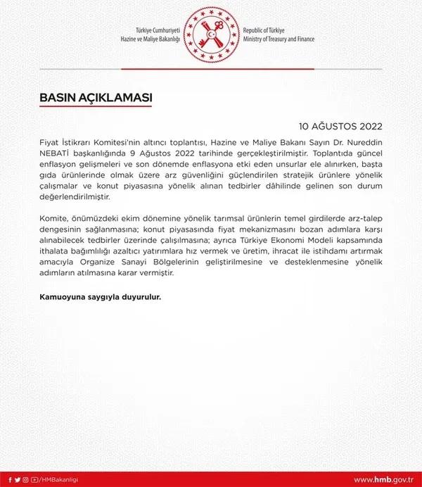 Fiyat İstikrarı Komitesi’nden önemli karar!