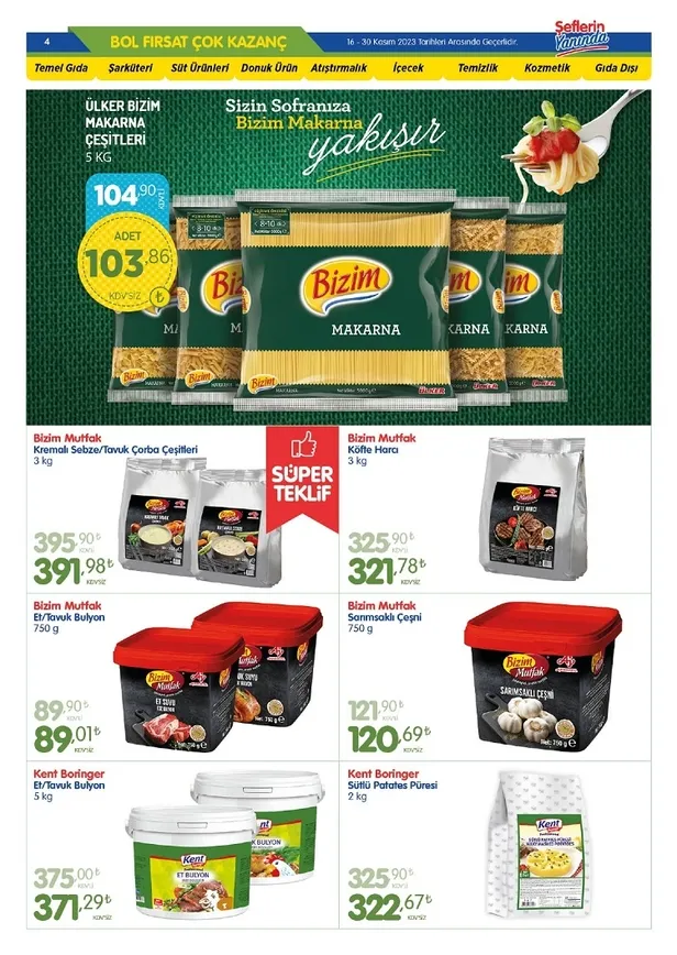 Bizim Toptan Market 29 Kasım indirim kataloğu yayında! Bu ayın son indirim listesindeki ürünler arasında temel gıda uygun fiyata satışta… - 11