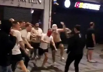 Bayern Münih taraftarları Taksim'i birbirine kattı! Sandalye ve şişeler havada uçuştu! O anlar kamerada
