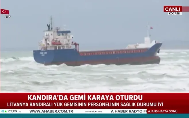 Kocaeli Kandıra'da gemi karaya oturdu