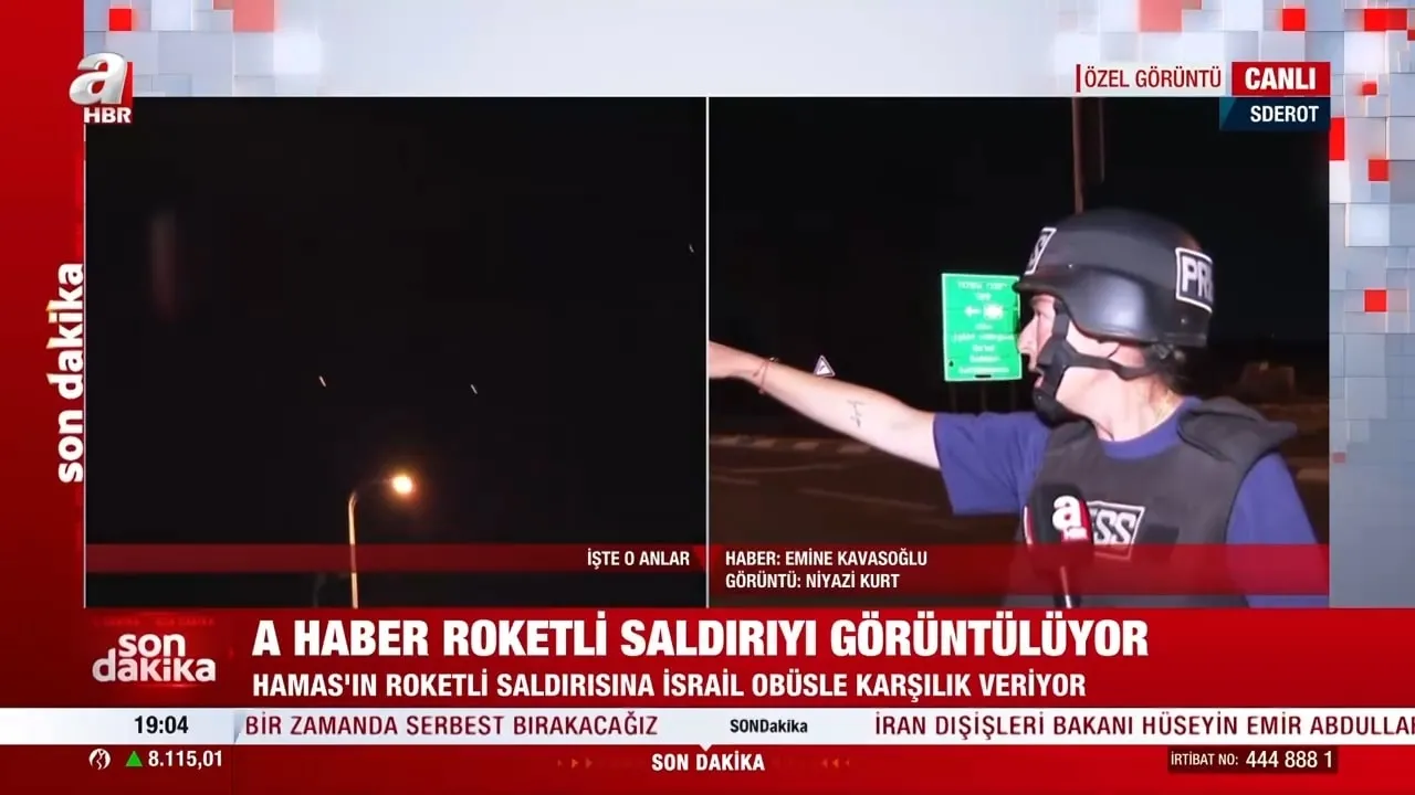 A Haber canlı yayınında sıcak anlar! İşte roketli saldırı anı