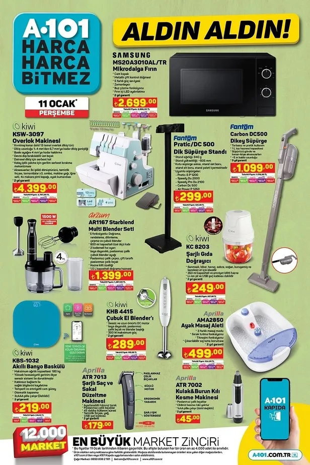 12 Ocak A101 aktüel ürünler kataloğu yayınlandı! A101’de Dik süpürge, akıllı TV ve saat, kablosuz kulaklık ve daha yüzlerce ürün ucuza satılacak