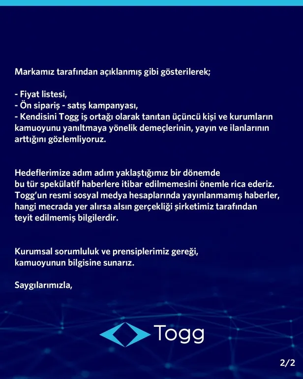 TOGG’dan fiyat açıklaması! TOGG ne zaman satışa çıkacak? Fiyatı ne kadar olacak? 2022 TOGG FİYAT LİSTESİ