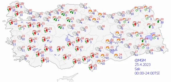 1682267077690.png Kuvvetli sağanak kapıya dayandı! Yurt geneline sağanak yağış uyarısı! Meteoroloji duyurdu... İstanbul Ankara İzmir hava durumu - 4