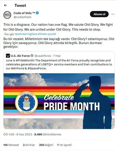 ABD Hava Kuvvetleri’nden LGBT terörüne selam: Askerlerini sapkınlığa alet ettiler! Sosyal medyada büyük tepki...