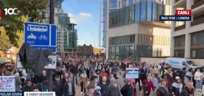 Londra’da Filistin’e destek yürüyüşü! İngiltere’de binlerce kişi Gazze için meydanlarda