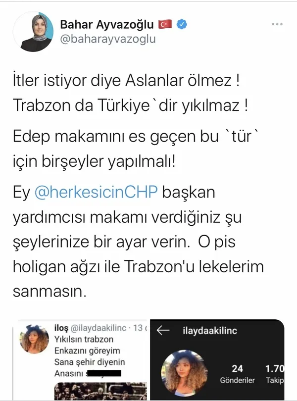 CHP Isparta İl Gençlik Kolları Başkan Yardımcısı İlayda Kılınç’ın skandal paylaşımına tepkiler büyüyor