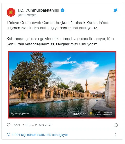 Son dakika: Başkan Erdoğan, Şanlıurfa’nın kurtuluş yıl dönümünü kutladı