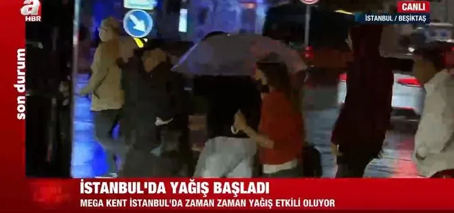 İstanbul’da sıcaklık 6 ila 10 derece birden düştü! Beklenen yağış başladı | A Haber muhabiri son durumu canlı yayında aktardı