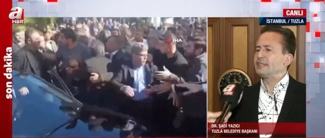 İSKİ tesis açılışında AK Partili Tuzla Belediye Başkanı Sadi Yazıcı’ya saldırı