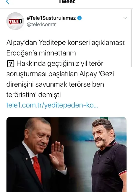 Usta sanatçı Alpay, Başkan Erdoğan’a teşekkür etti, linç edildi!