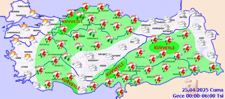 Gök gürültülü sağanak vuracak! 20 il için sarı kodlu fırtına uyarısı geldi: Meteoroloji 24 Nisan hava durumu 12