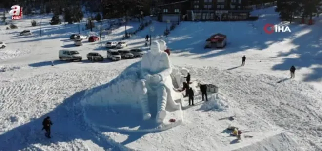 Sarıkamış'ta kardan heykeller tamamlandı