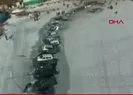 Buz kırıldı, 30 araç suya gömüldü