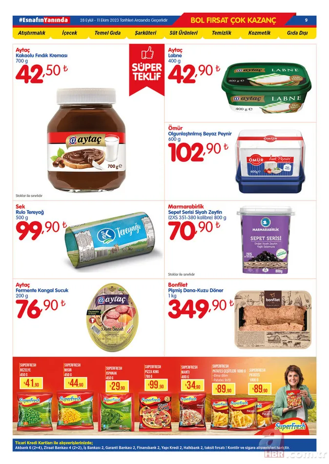 28 Eylül Bizim Toptan Market indirim kataloğu yayınlandı! 2 kg kaşar peynir 285 TL, 3 kg çay 267 TL, 3 kg çay 267 TL, 50’li karton bardak 12.46 TL’den satışa sunuluyor 9