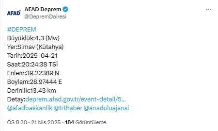AFAD'ın X paylaşımı