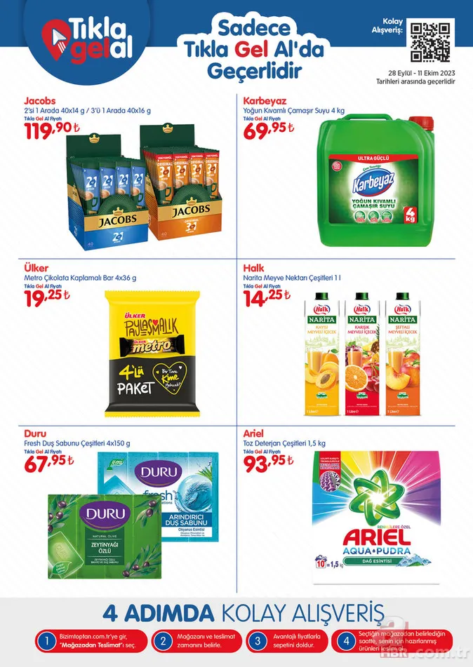 28 Eylül Bizim Toptan Market indirim kataloğu yayınlandı! 2 kg kaşar peynir 285 TL, 3 kg çay 267 TL, 3 kg çay 267 TL, 50’li karton bardak 12.46 TL’den satışa sunuluyor 3