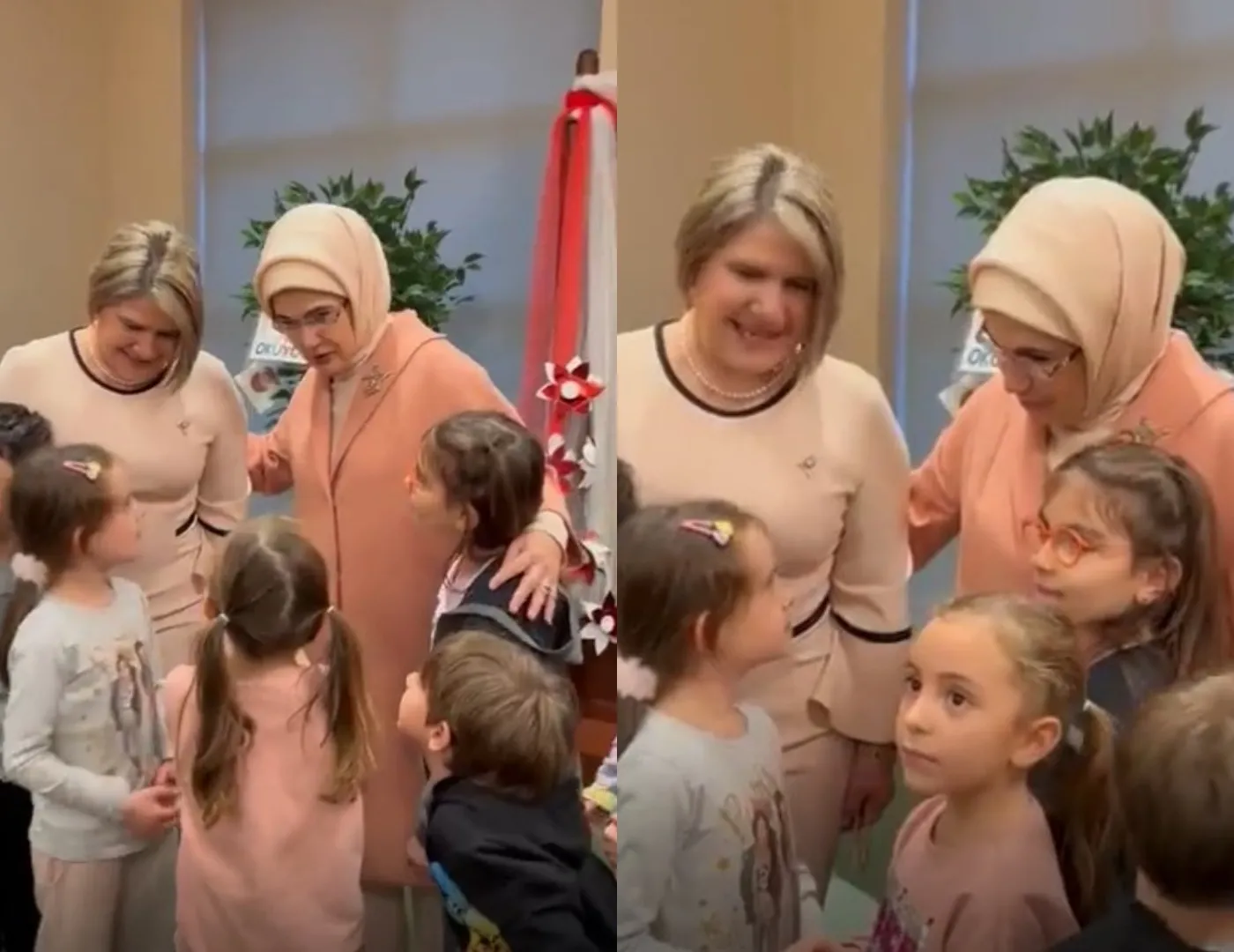 Çocuklar ile Emine Erdoğan arasında gülümseten diyalog: Başkan Erdoğan nerede?