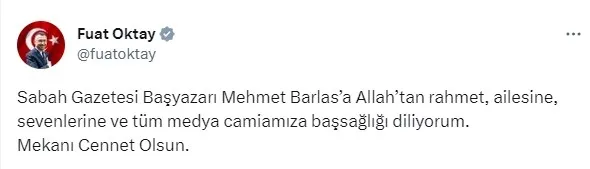 Sabah Gazetesi Başyazarı Mehmet Barlas 81 yaşında hayatını kaybetti